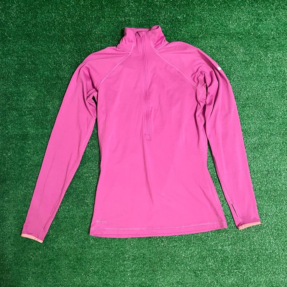 WOMENS PINK NIKE 3/4 ZIP PULLOVER